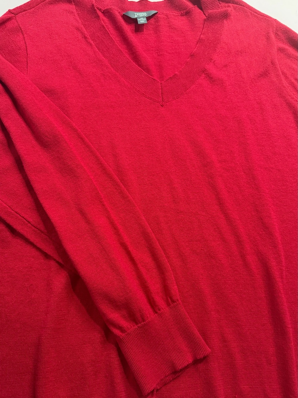 Terra & Sky Red V-Neck Sweater